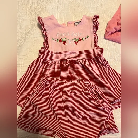 "Anna Kate" Pink & Red Stripe Two-Piece Outfit Size 2 - Picture 1 of 1